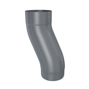 Anthrazitfarbenes Zambelli Sockelknie DN 100, gefalzt, aus verzinktem Stahl für Fallrohre. Metall-Dachrinnen-Teil.
