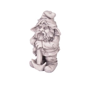 DELUKE Gartenfigur THEO, Zwerg in Weiß, 39 cm, aus Kunststoff für die Gartendeko.