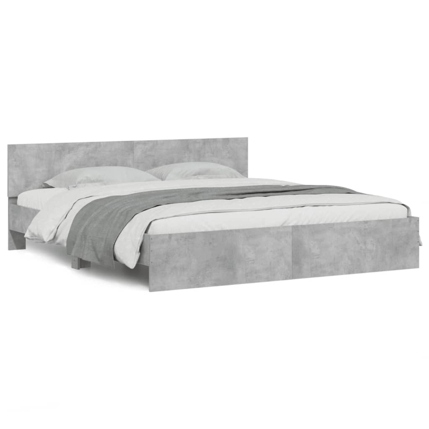 vidaXL Bettgestell mit Kopfteil Betongrau 160x200 cm1937783