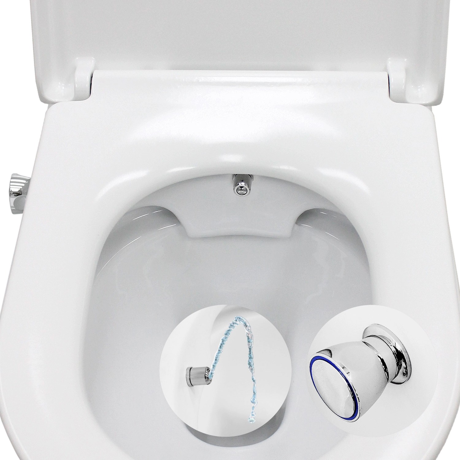 Spülrandloses Hänge WC mit Bidet Funktion von ECD Germany, Keramik, weiß.