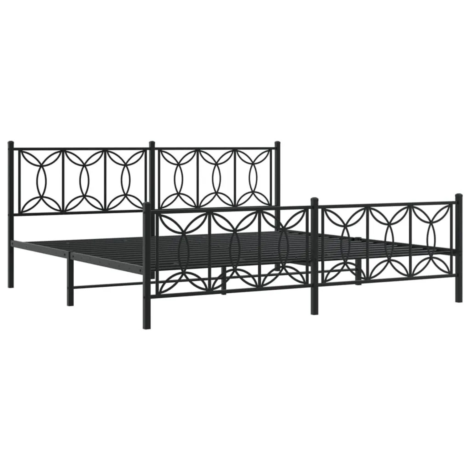 vidaXL Bettgestell mit Kopf- und Fußteil Metall Schwarz 193x203 cm 376152 günstig online kaufen
