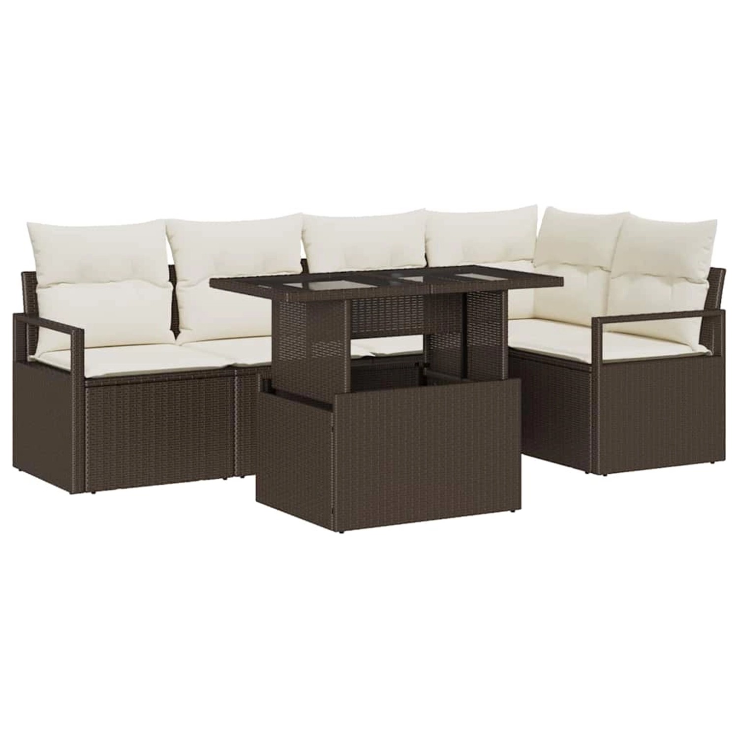 vidaXL Garten-Sofa-Set mit Speicher 6-Tlg Braun Poly Rattan 3357561 günstig online kaufen