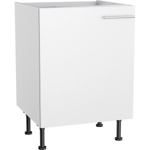 Optifit Spülenunterschrank Bengt932, 60 cm, weiß, mit Tür und Edelstahlgriff.