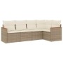 Beige 5-tlg. vidaXL Garten-Sofagarnitur aus Polyrattan mit Kissen. Gartenmöbel für Terrasse und Garten.