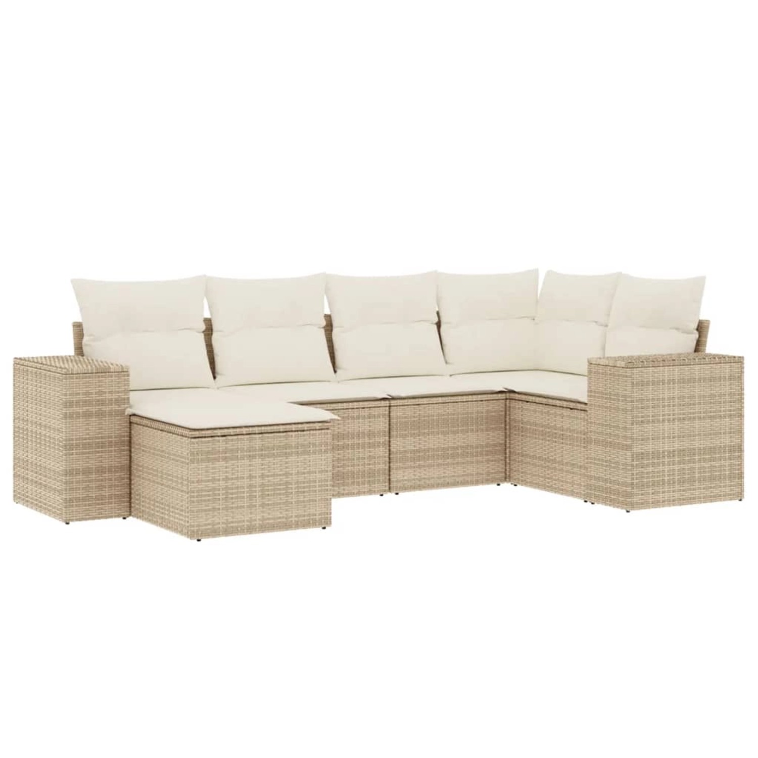 vidaXL 6-Tlg Garten-Sofagarnitur mit Kissen Beige Poly Rattan 3255195
