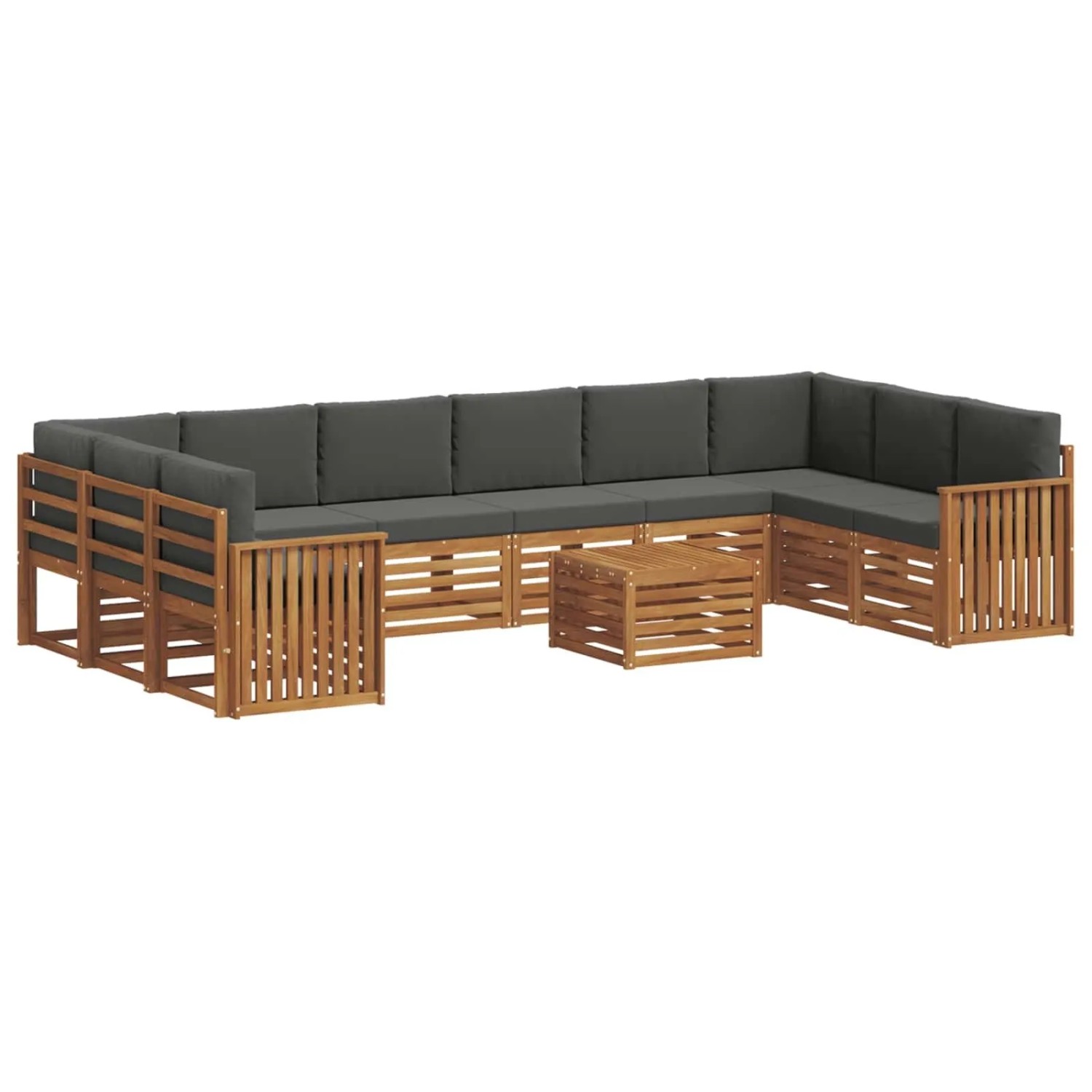 vidaXL Sofagarnituren 11 Tlg Natur und Anthrazit Massivholz Akazie 3375597