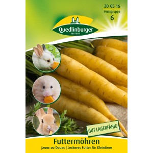 Quedlinburger Möhren Jaune du Doubs, gelbe Futterpflanze für Kleintiere und Pferde.