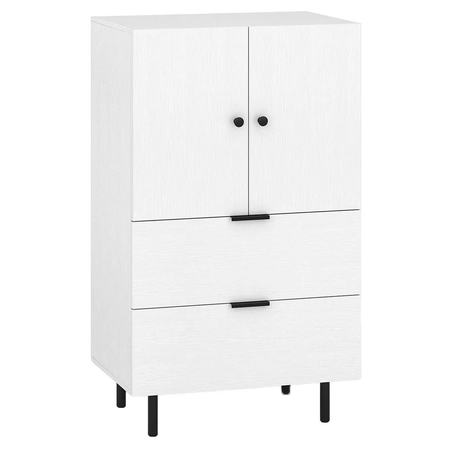 Costway Sideboard Holz mit Metallbeinen 60 x 41,5 x 102 cm Weiß günstig online kaufen