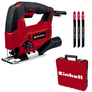 Einhell Stichsäge TC-JS 80/1 Kit mit Sägeblättern und Koffer.