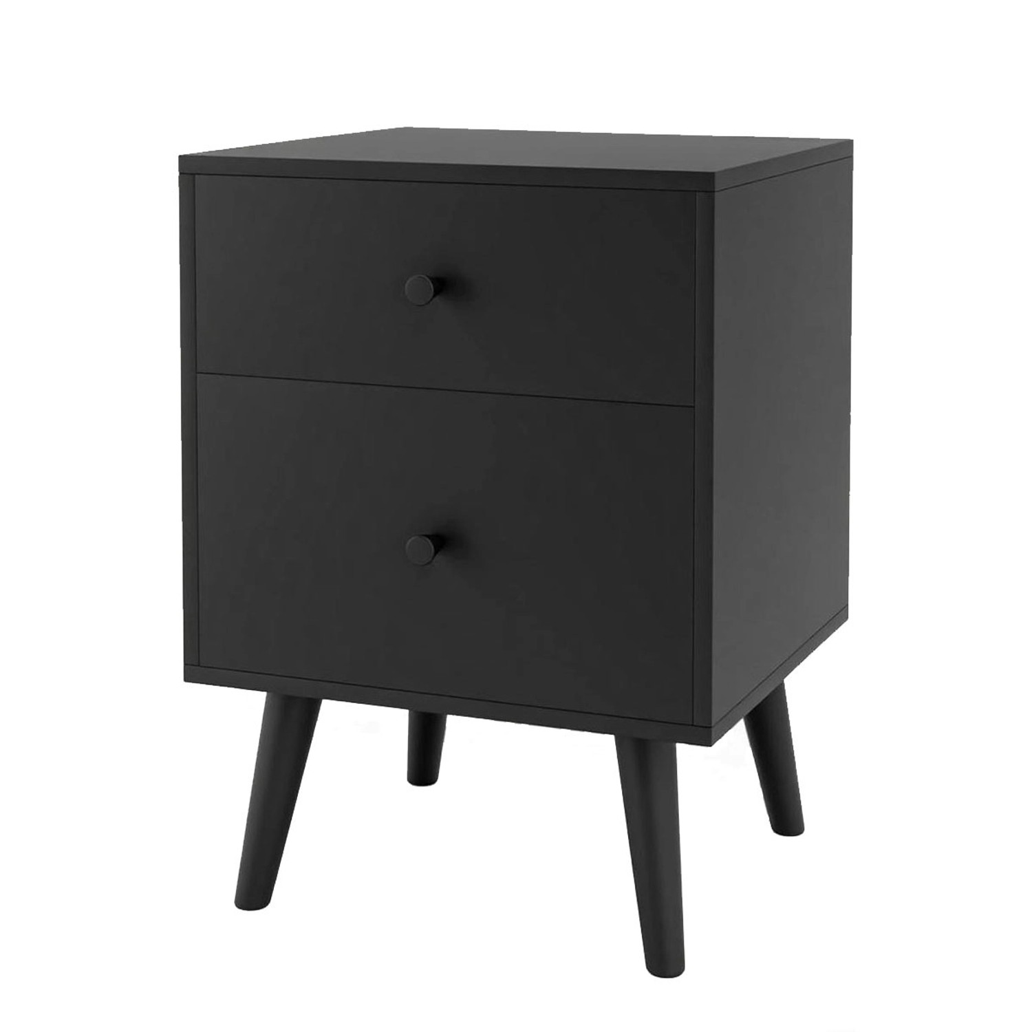 Costway Nachttisch mit 2 Schubladen Schwarz