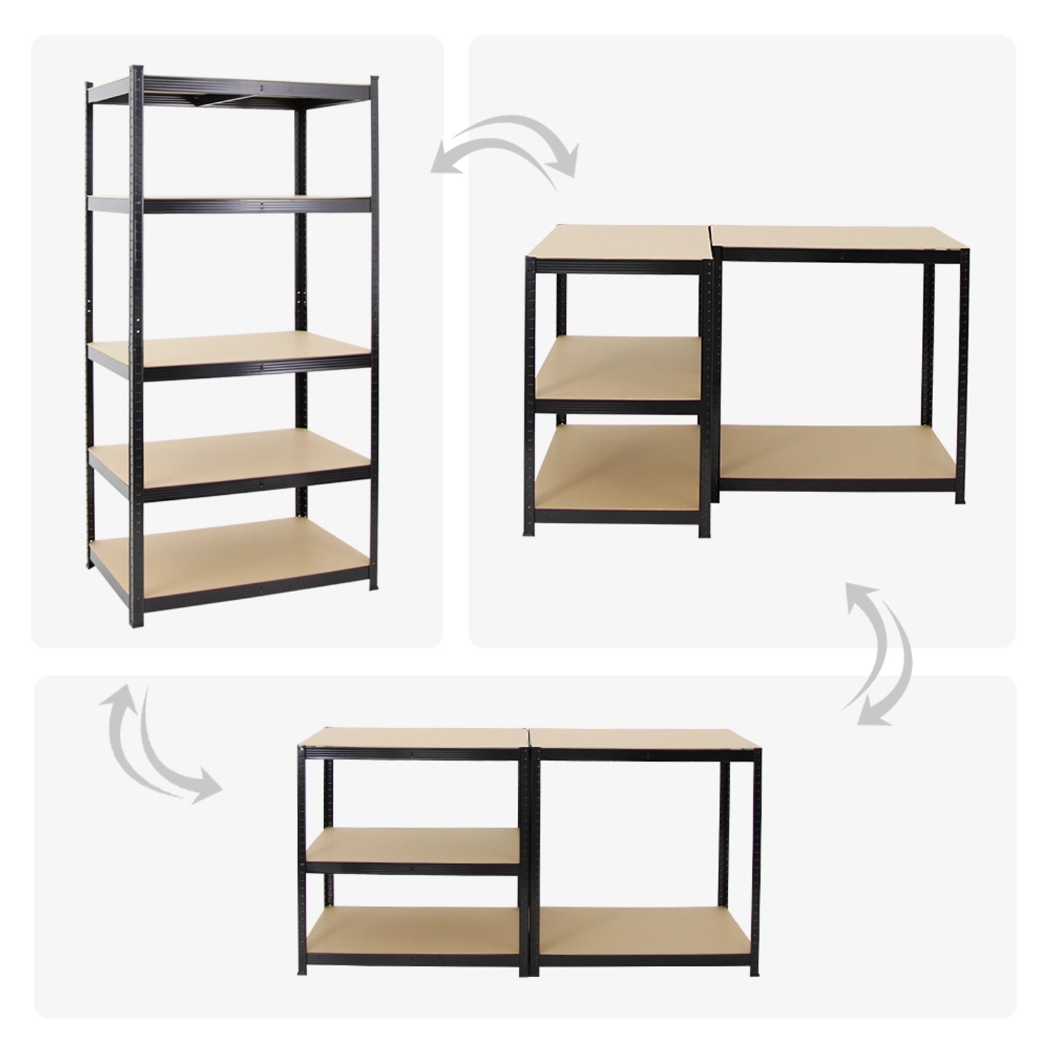 PROREGAL Mega Deal: 2 schwarze Schwerlastregale (180x90x60cm) mit MDF-Böden, flexibel als Werkbank nutzbar.