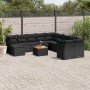 Schwarze 12-tlg. vidaXL Garten-Sofagarnitur aus Poly Rattan mit Kissen. Gartenmöbel für Terrasse und Garten.