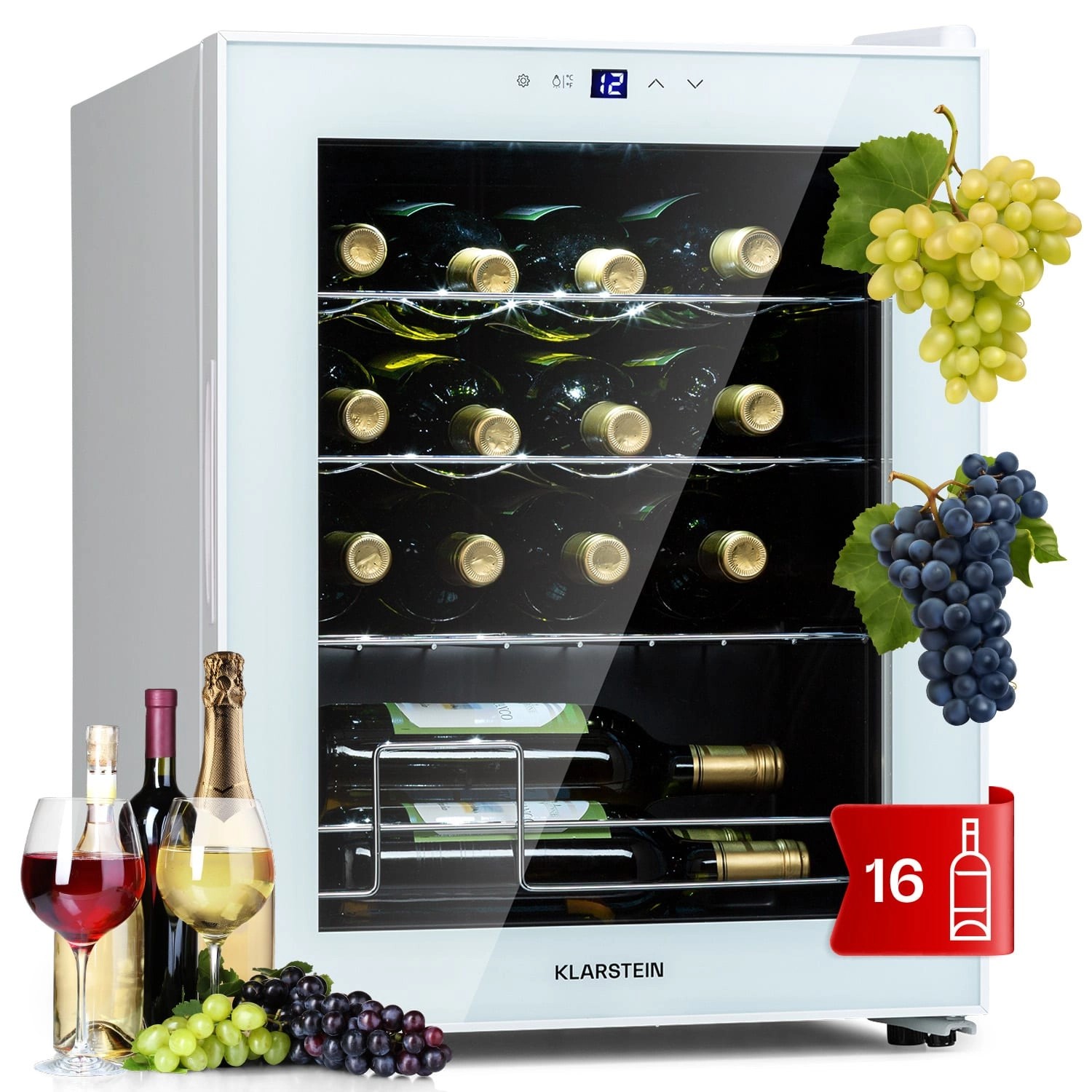 Klarstein Shiraz 16 Quartz Weinkühlschrank 42 L Touch-Bedienfeld 160 W 5-18 günstig online kaufen