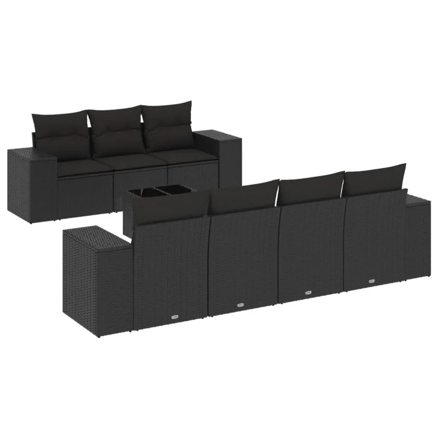 vidaXL 8-Tlg Garten-Sofagarnitur mit Kissen Schwarz Poly Rattan 3222324 günstig online kaufen