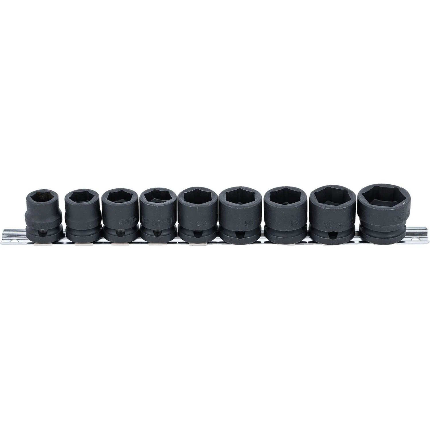 BGS Kraft Steckschlüssel Einsatz Satz Sechskant  Extra Flach Antrieb Innenvierkant 12 5 Mm  1 2 Zoll  SW 13 24 Mm 9Tlg  9551