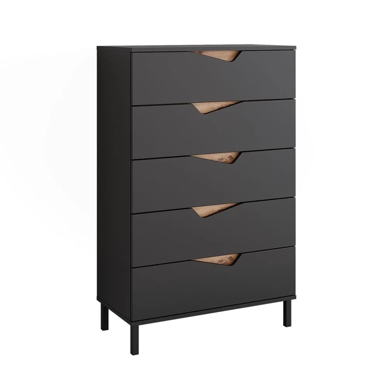 Vicco Kommode Marelle Anthrazit/Artisan-Eiche 76 x 120 mit 5 Schubladen Art Nr 57846
