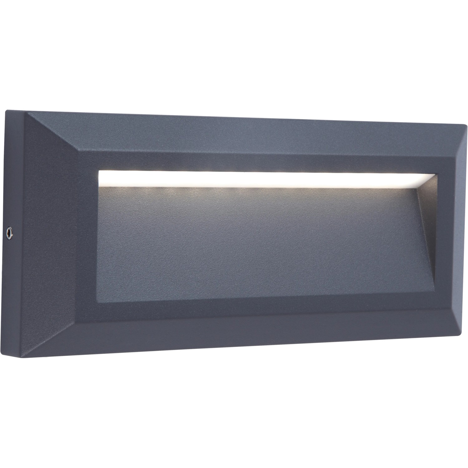 Graue Lutec LED Außenwandleuchte Helena mit indirektem Licht für Wege und Einfahrten.