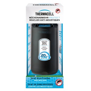 Thermacell Mückenabwehr Protect, mattschwarzes Tischgerät für den Außenbereich.