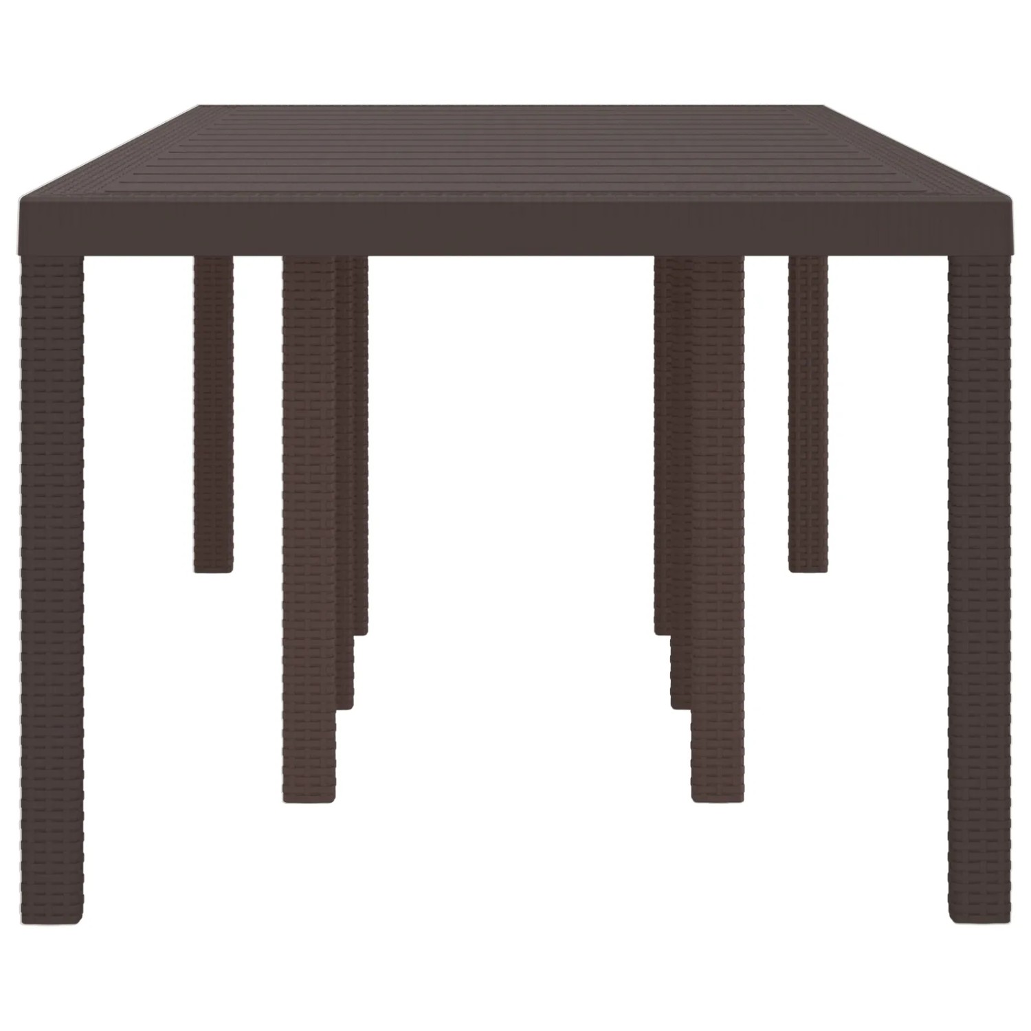 Rechteckiger, brauner vidaXL Gartentisch aus Poly Rattan, geeignet für bis zu 8 Personen.