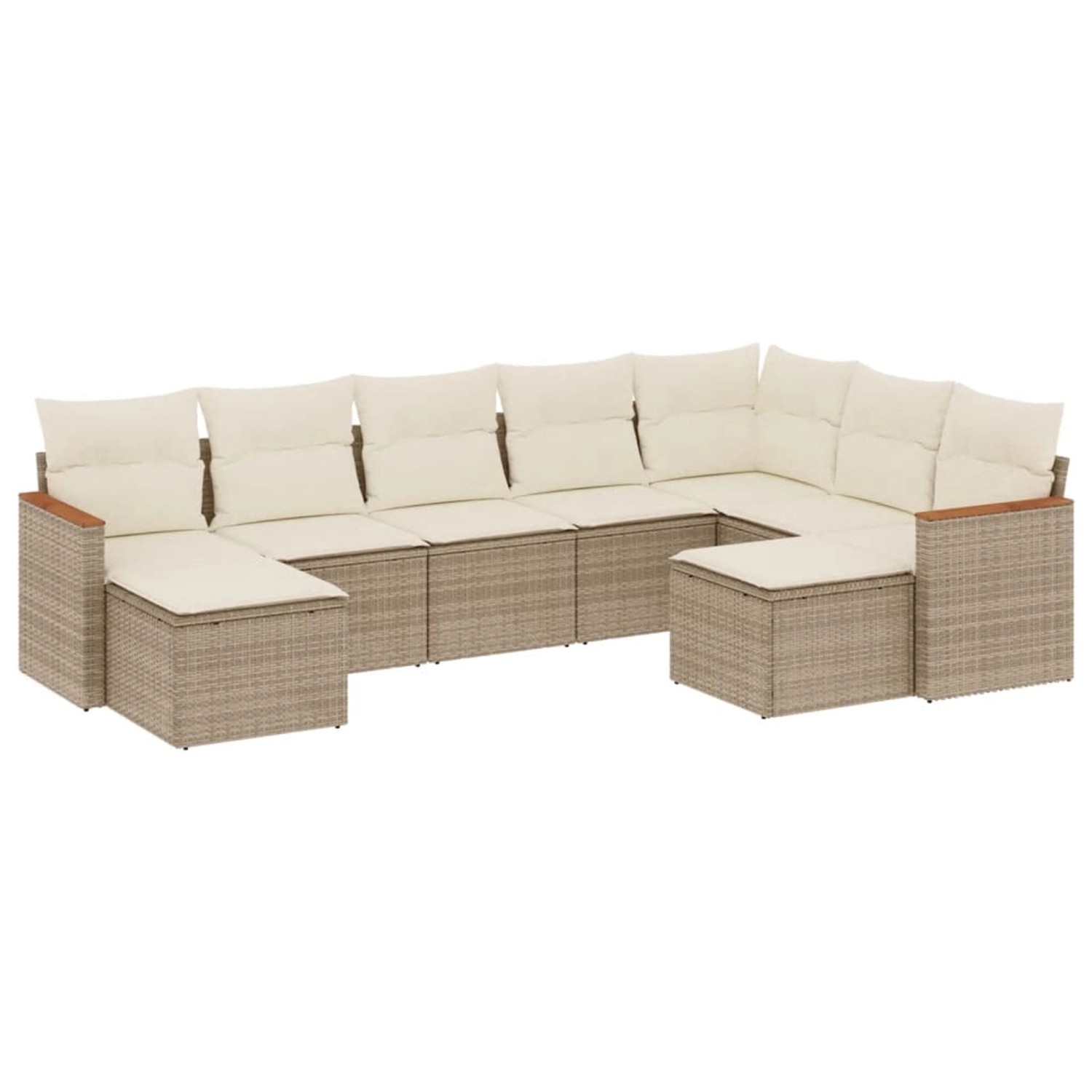 vidaXL 9-Tlg Garten-Sofagarnitur mit Kissen Beige Poly Rattan 3258943