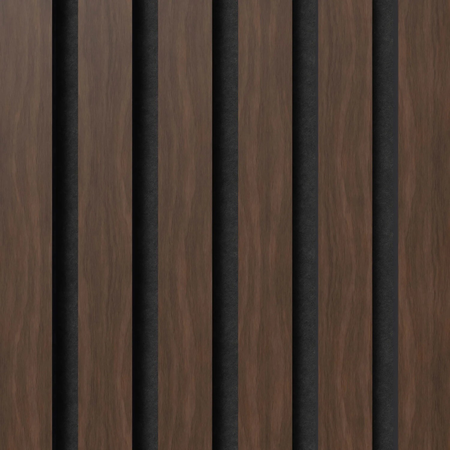 Akustikpaneel Walnuss geölt mit schwarzem Filz, geeignet für Wand- und Deckenverkleidung.