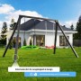 K-SPORT Doppelschaukel aus Metall mit Nestschaukel und Brettschaukel im Garten.