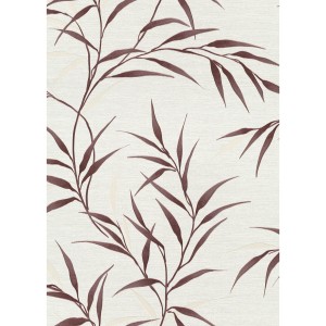 Erismann Vliestapete Fashion for Walls Yamato Rot mit Bambusblättern auf hellem Grund.
