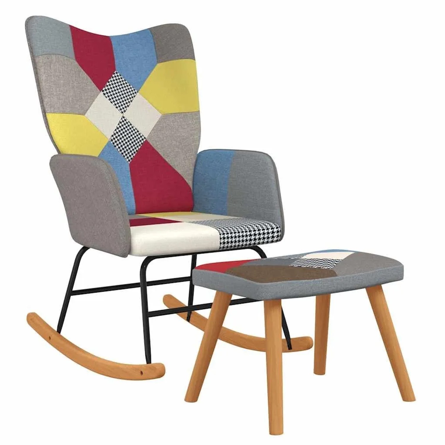 vidaXL Schaukelstuhl mit Hocker Patchwork Stoff 328192 günstig online kaufen