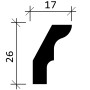Detailzeichnung: PROFHOME Eckleiste (26x17mm) im Querschnitt. Zubehör für Paneele.
