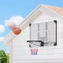 SPORTNOW Basketballkorb aus Stahl mit transparenter Rückwand an weißer Hauswand, Ball in Bewegung. Für Spiel & Spaß.