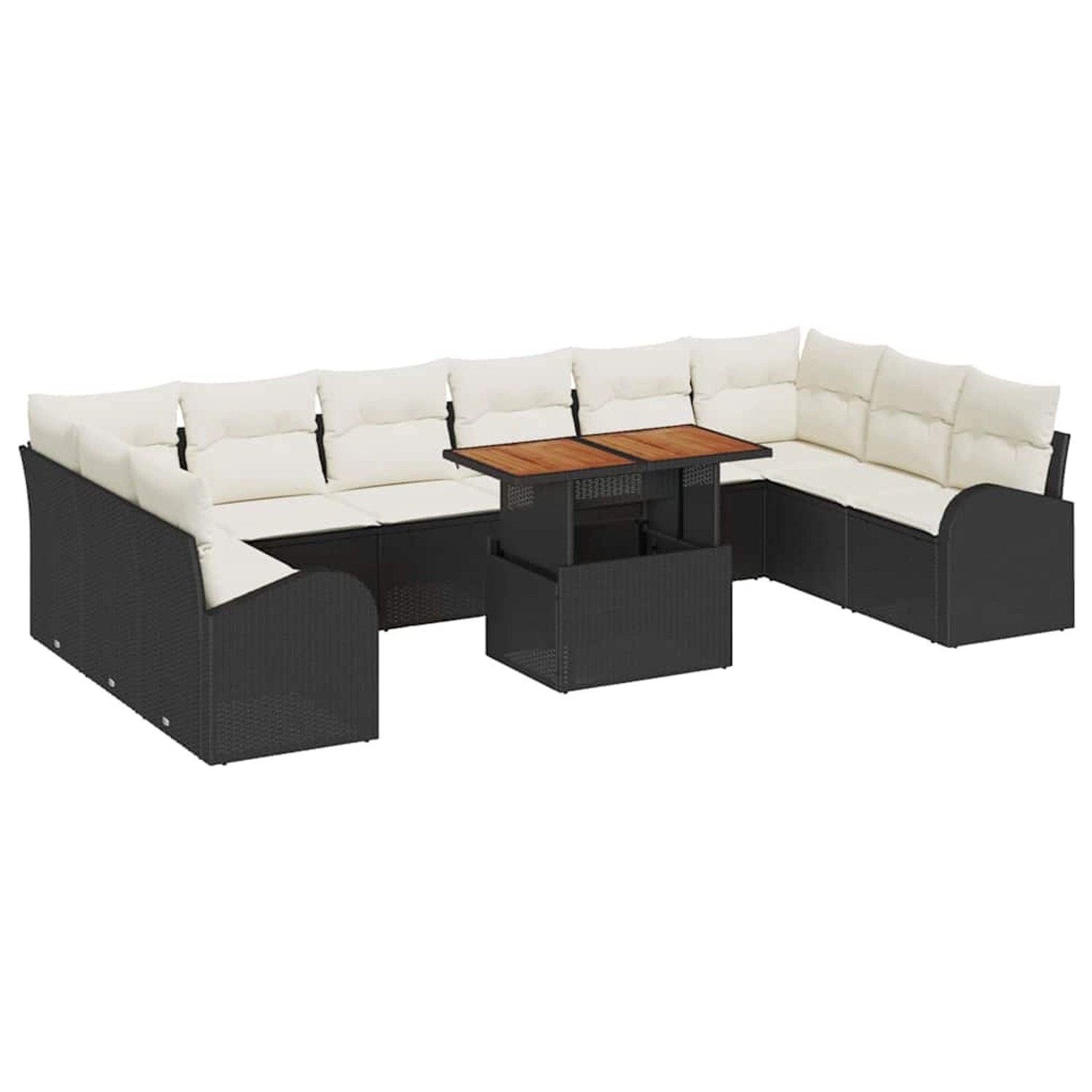 vidaXL Garten-Sofa-Set mit Speicher 11-Tlg Schwarz Poly Rattan 3358371 günstig online kaufen
