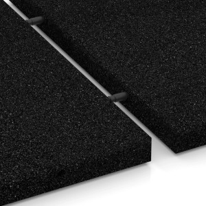 Anthrazitfarbene WARCO Fallschutzplatte 50x50x4 cm mit Steckverbindern.