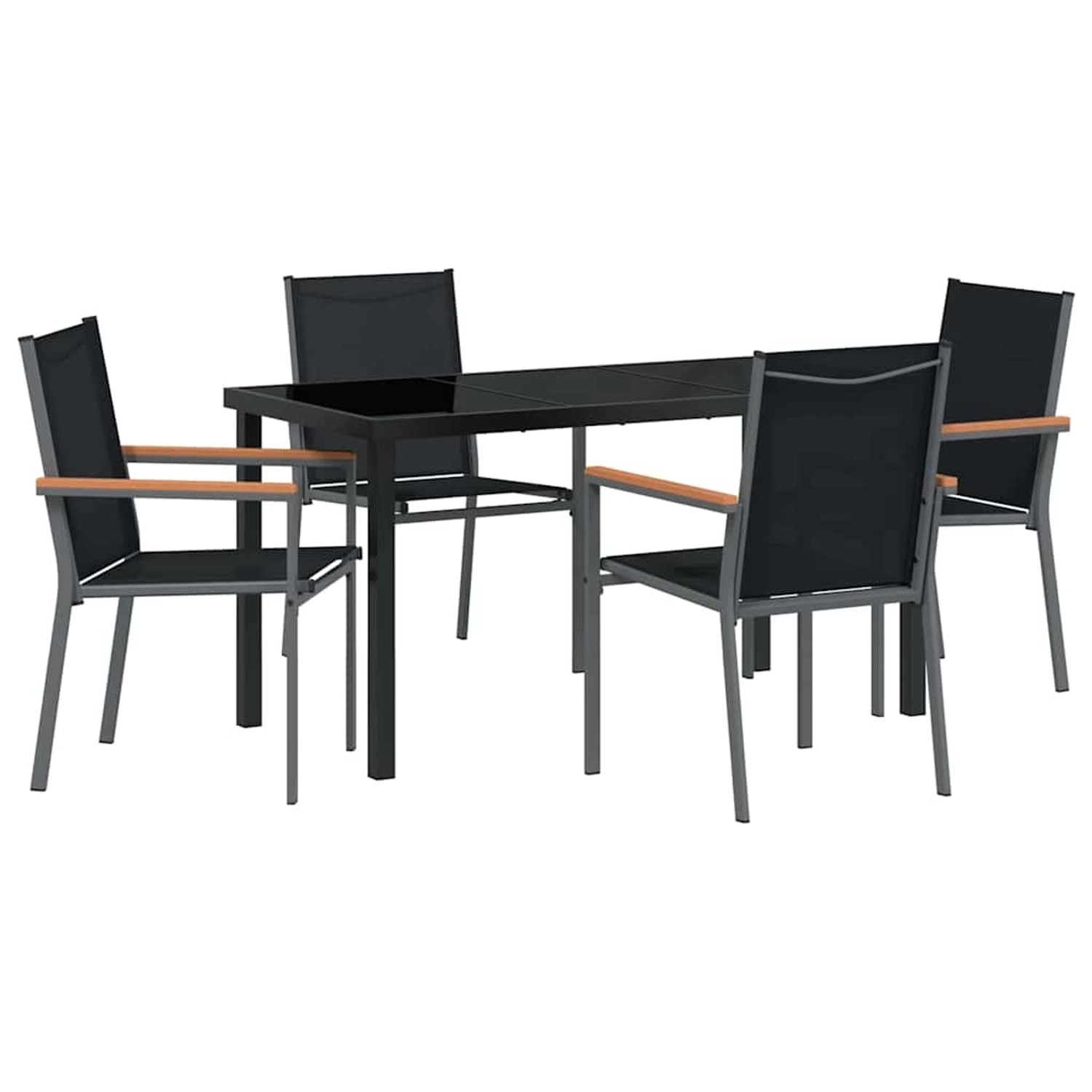 vidaXL 5-Teilige Garten-Essgruppe in Schwarz aus Textilene und Stahl 337908 günstig online kaufen
