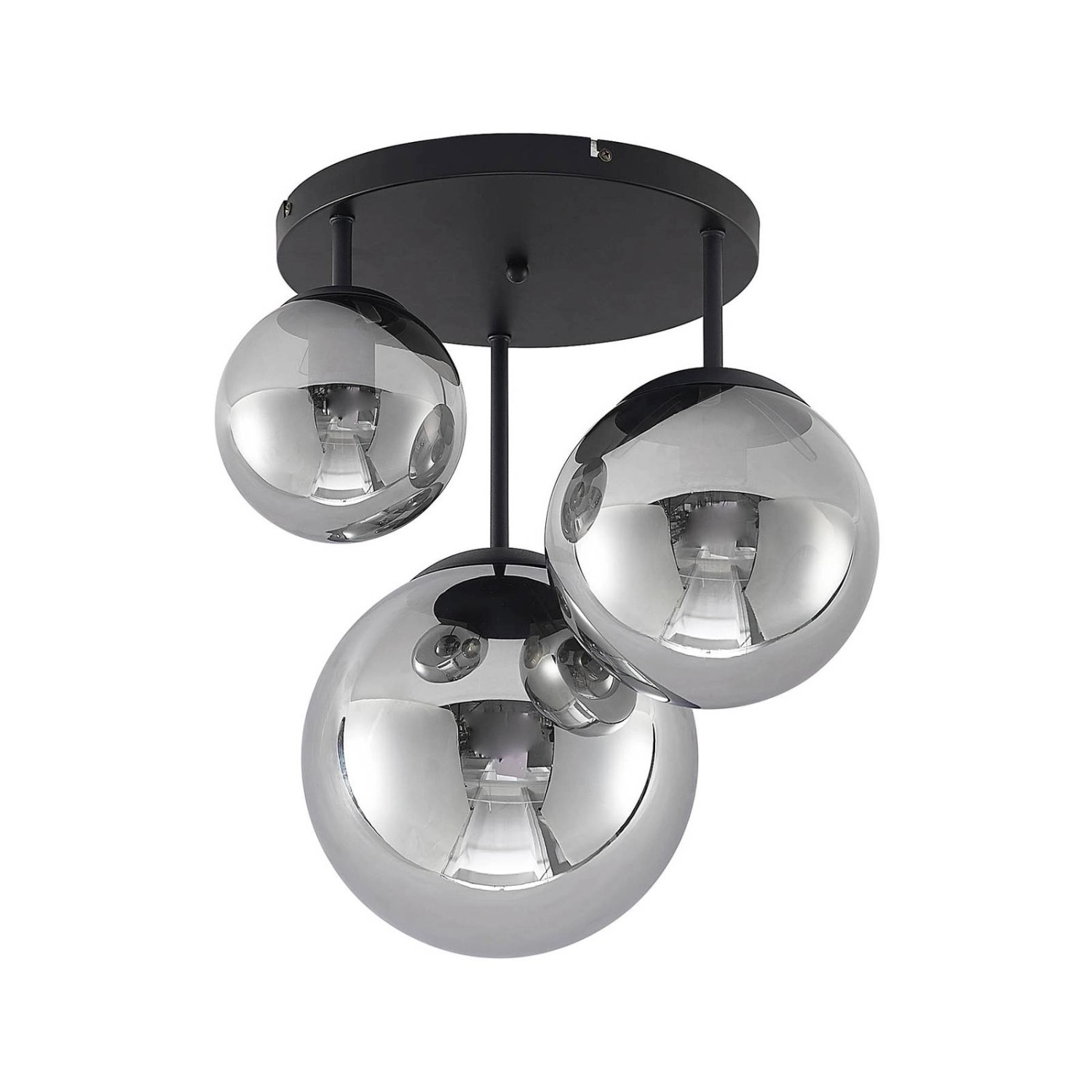 Lindby Deckenlampe Teeja 9628016 Modern in Schwarz aus Glas 3-flammig E27 Wohnzimmerleuchte