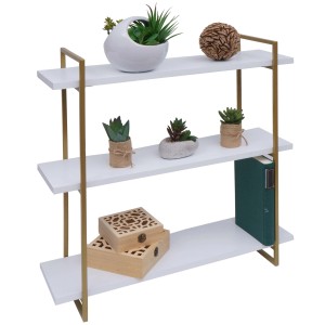 BERLINLODGE Wandregal HxBxT 60x60x18cm 3 Regalböden Massiv-Holz Industrial Weiß Hängeregal Schweberegal