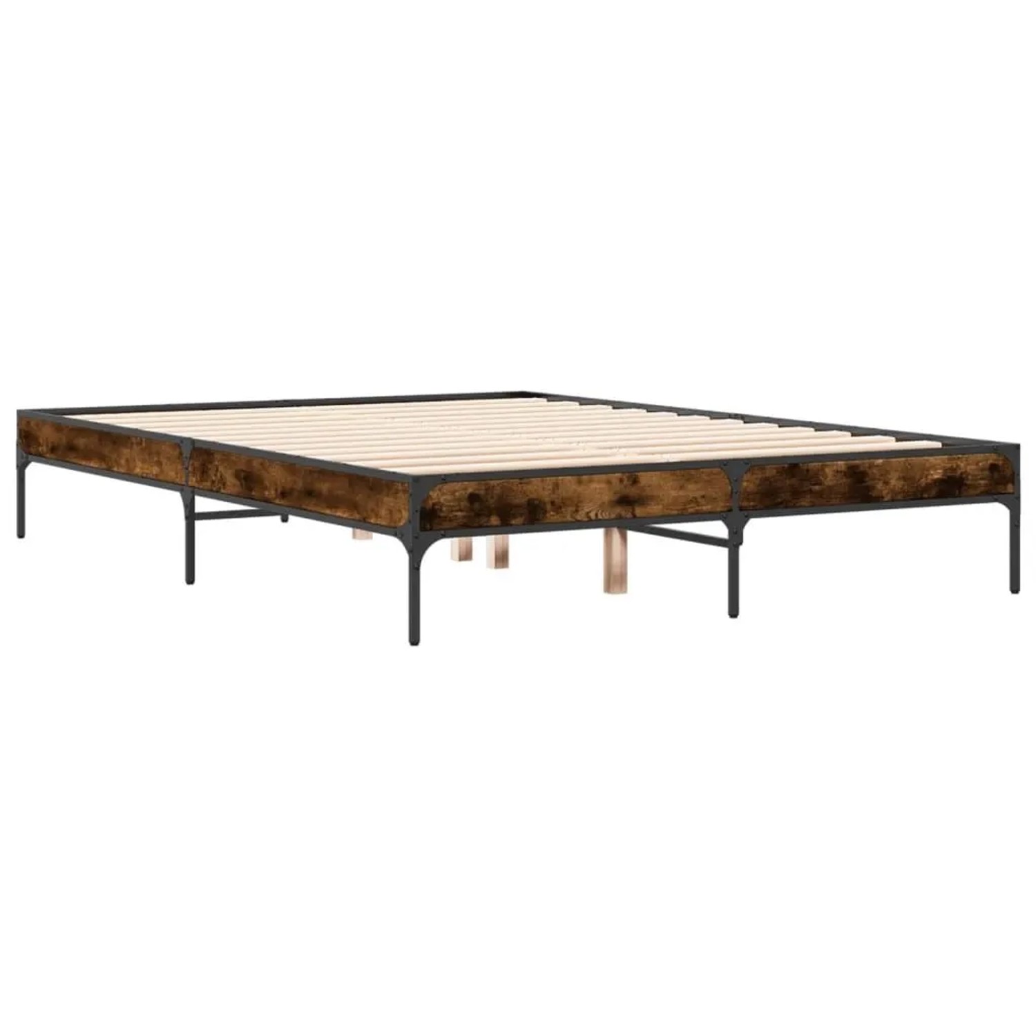 vidaXL Bettgestell Räuchereiche 135x190 cm Holzwerkstoff und Metall 845043 günstig online kaufen