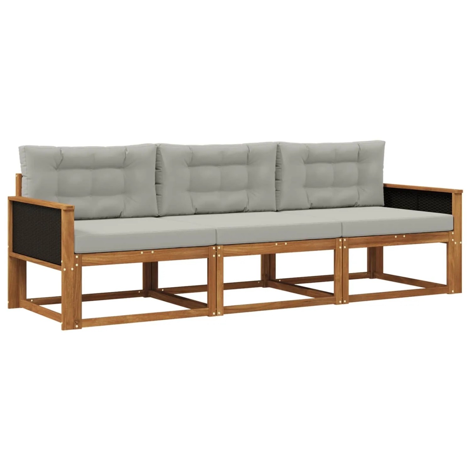 vidaXL Outdoor-Sofagarnitur mit Kissen 3 Stk Natur und Hellgrau 3382294