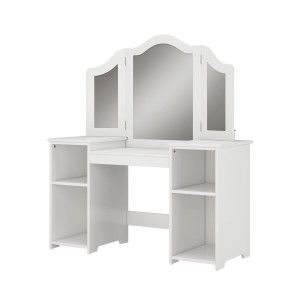 Weißer Vicco Schminktisch Estella für Kinder mit Spiegel und Ablagefächern.