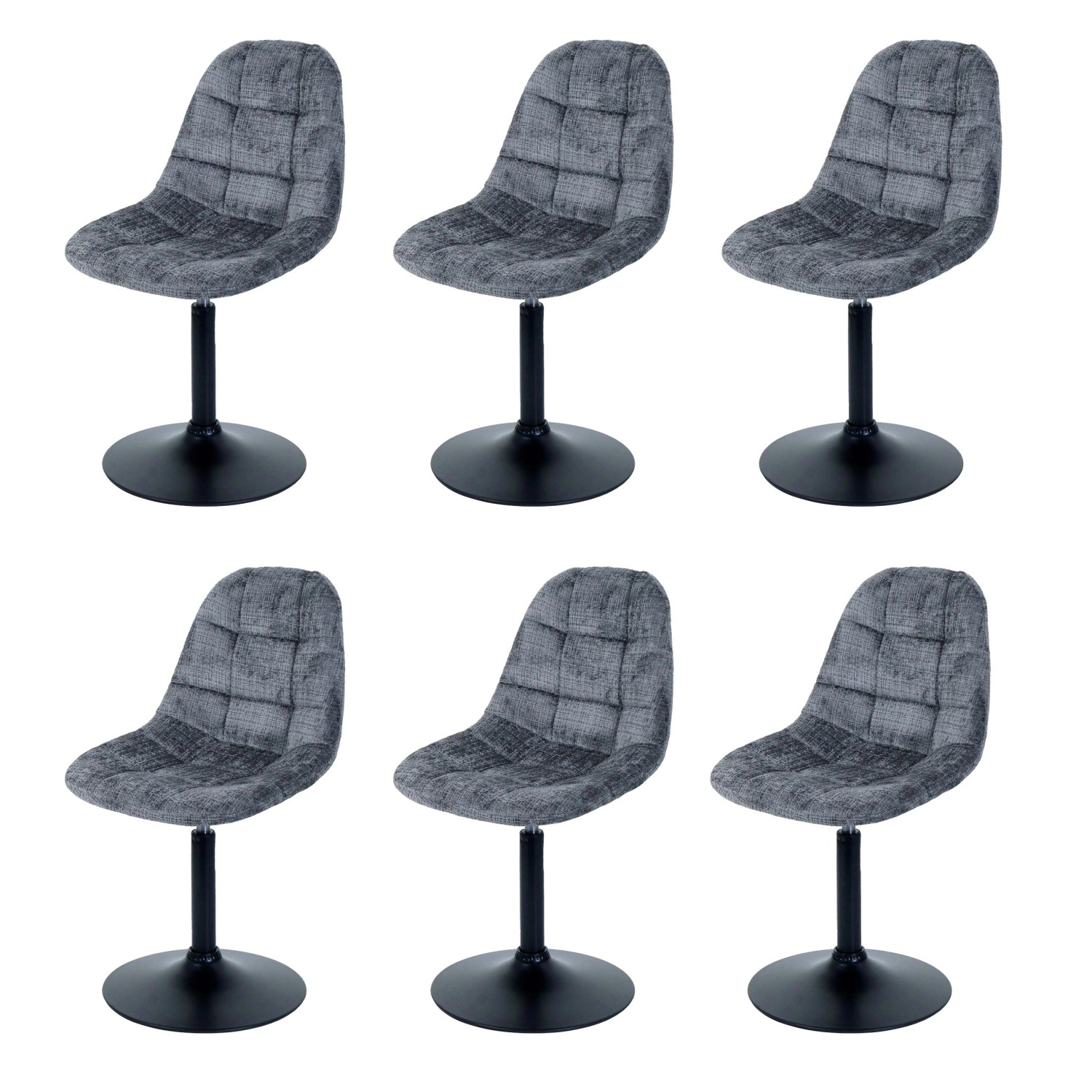 MCW Esszimmerstuhl A60 6er-Set Stoff/Textil Chenille 465g/m² Dunkelgrau günstig online kaufen