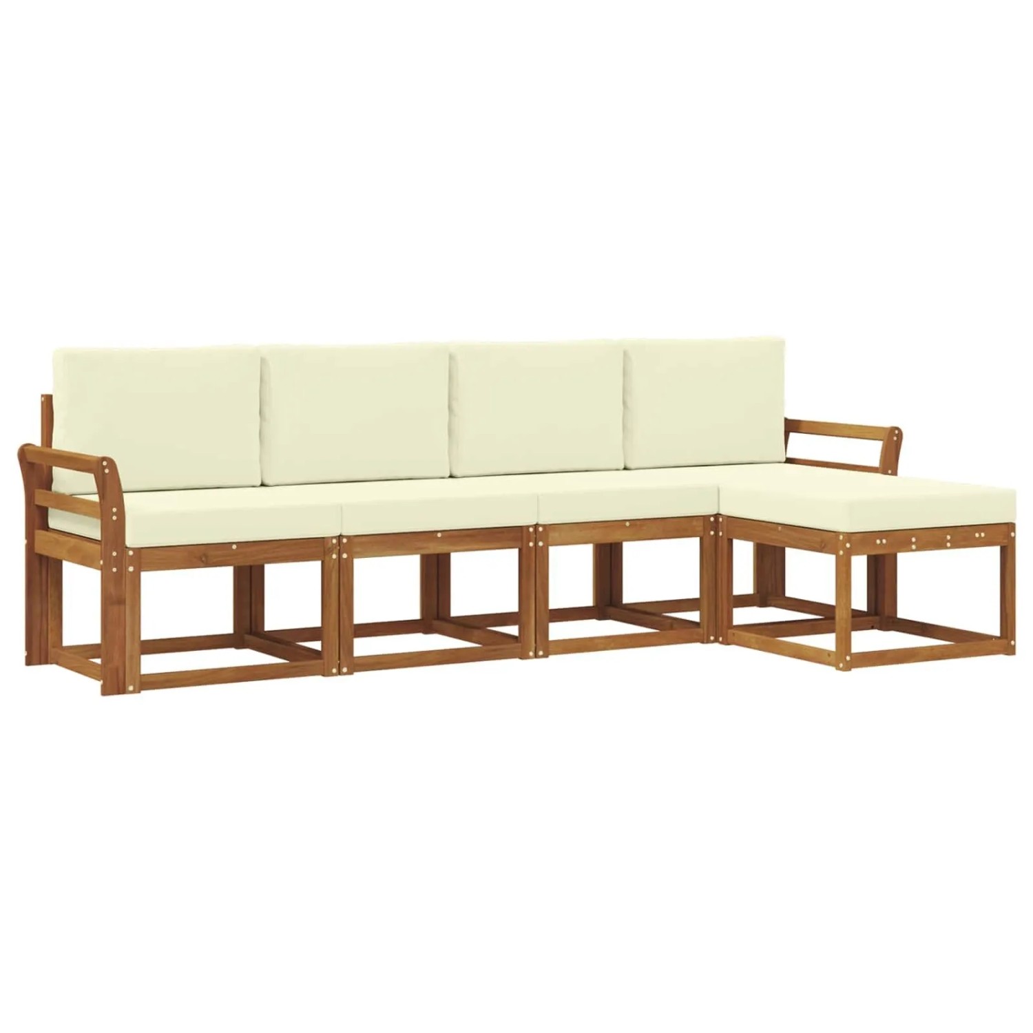 vidaXL Outdoor-Sofagarnitur 5 Stk Natur und Creme Massivholz Akazie 3366253