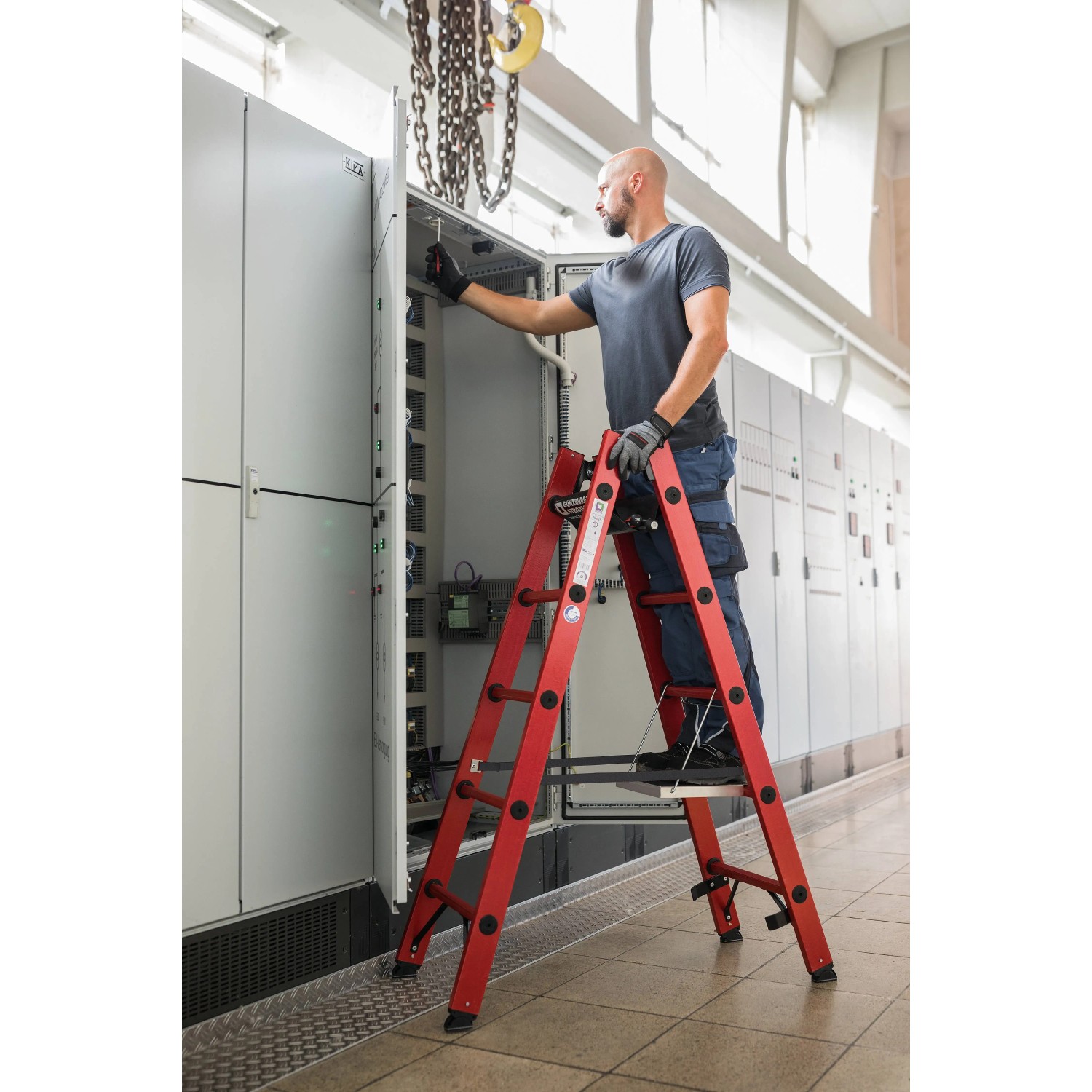 PROREGAL Wood Double Giraffe Holz-Stehleiter - 192cm Doppelseitig Mit Sicherheitskette | 150kg Tragkraft