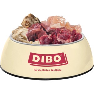 Dibo Hunde-Barf Menü Sensitiv im Napf: Frostfutter mit Rind, Hähnchen, Gemüse und Obst. Getreidefreie Vollnahrung.