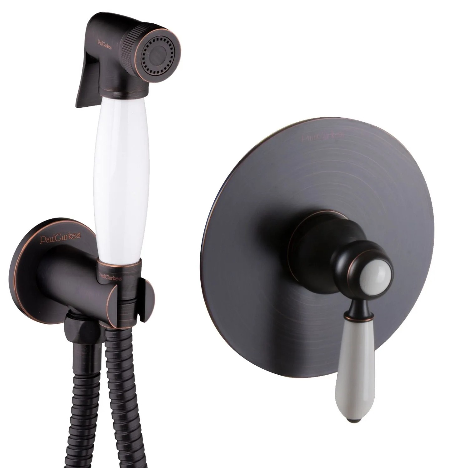 PaulGurkes Bidet-Unterputz Nostalgie Schwarz WC-Dusche