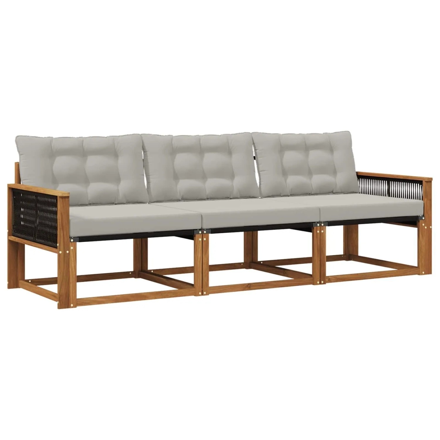 vidaXL Outdoor-Sofagarnitur mit Kissen 3 Stk Natur und Hellgrau 3381215