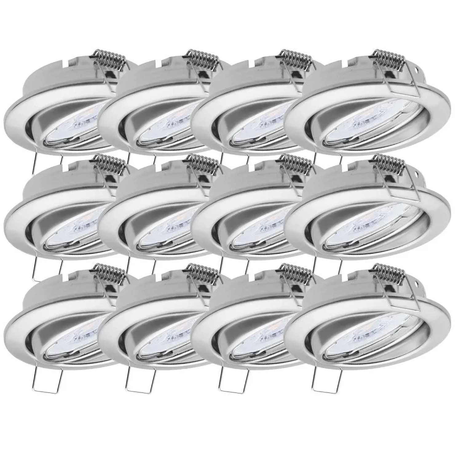 Oktaplex Dijon 12er Set LED-Einbaustrahler Neutralweiß 4000K 4,9W Dimmbar Schwenkbar Chrom-Optik 230V Flach Lochmaß 68mm
