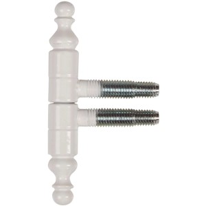SFS Einbohrband Türband aus weißem Stahl mit Zierkopf und 3-Gewindebolzen, 13 mm Durchmesser, für Türmontage.