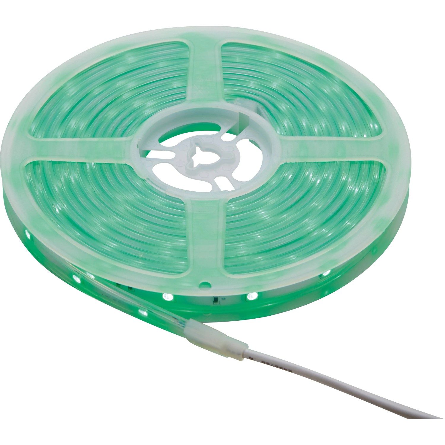 Aufgerollter 5 m LED Stripe Outdoor RGB zur Dekoration von Terrasse und Garten.