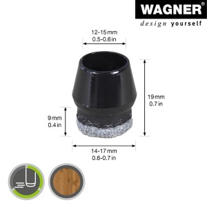 Wagner Kappen EH 0655, schwarz, für Stahlrohrmöbel (Ø 1,2-1,5 cm), 4er-Set.