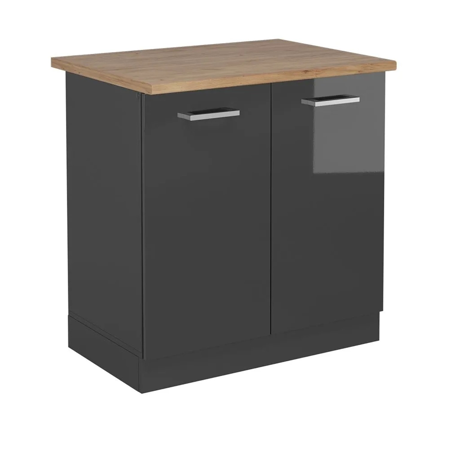 Vicco Spülenunterschrank R-Line Anthrazit Hochglanz 80 x 82 AP Eiche Art Nr 53899