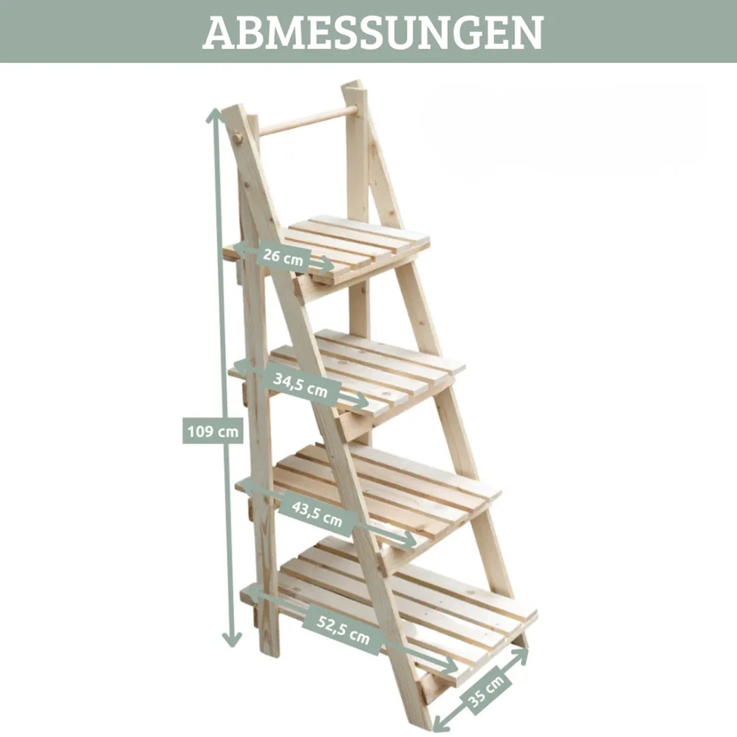 DELUKE Blumenleiter Holz TIMMI 4 Stufen für Blumentöpfe Pflanzentreppe Blumentreppe Tannenholz Leiterregal Pflanzen In Outdoor_2